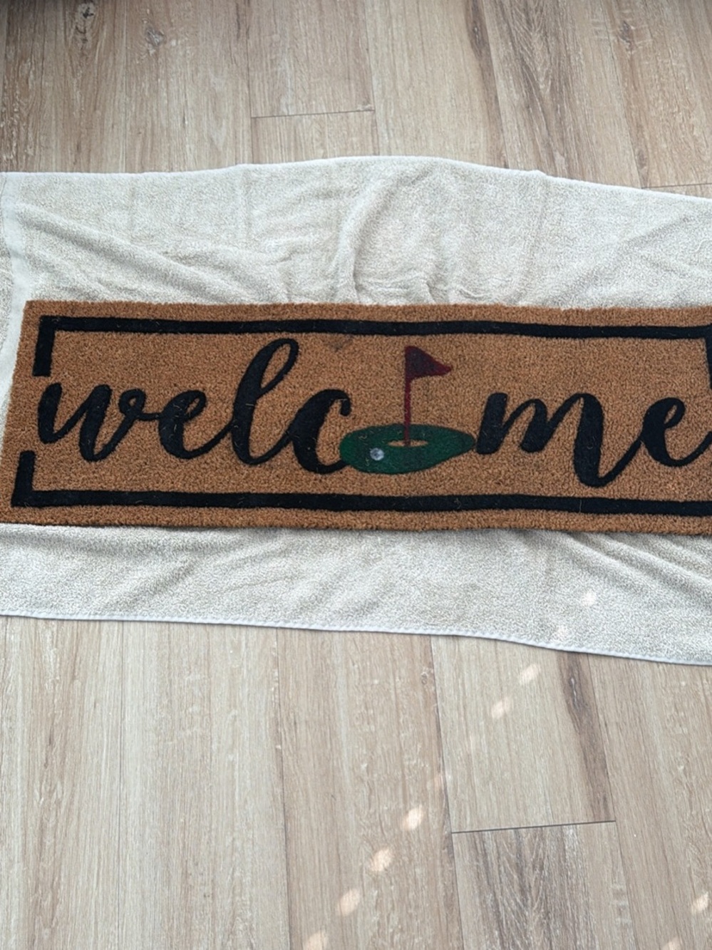 Welcome Golf Doormat - Brown and Green